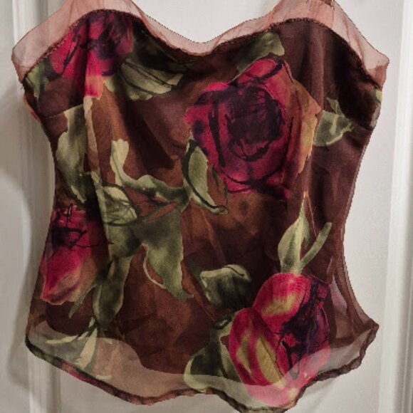 Vintage Rampage Floral Sheer Lined Sleeveless Top Sz S - Picture 2 of 5